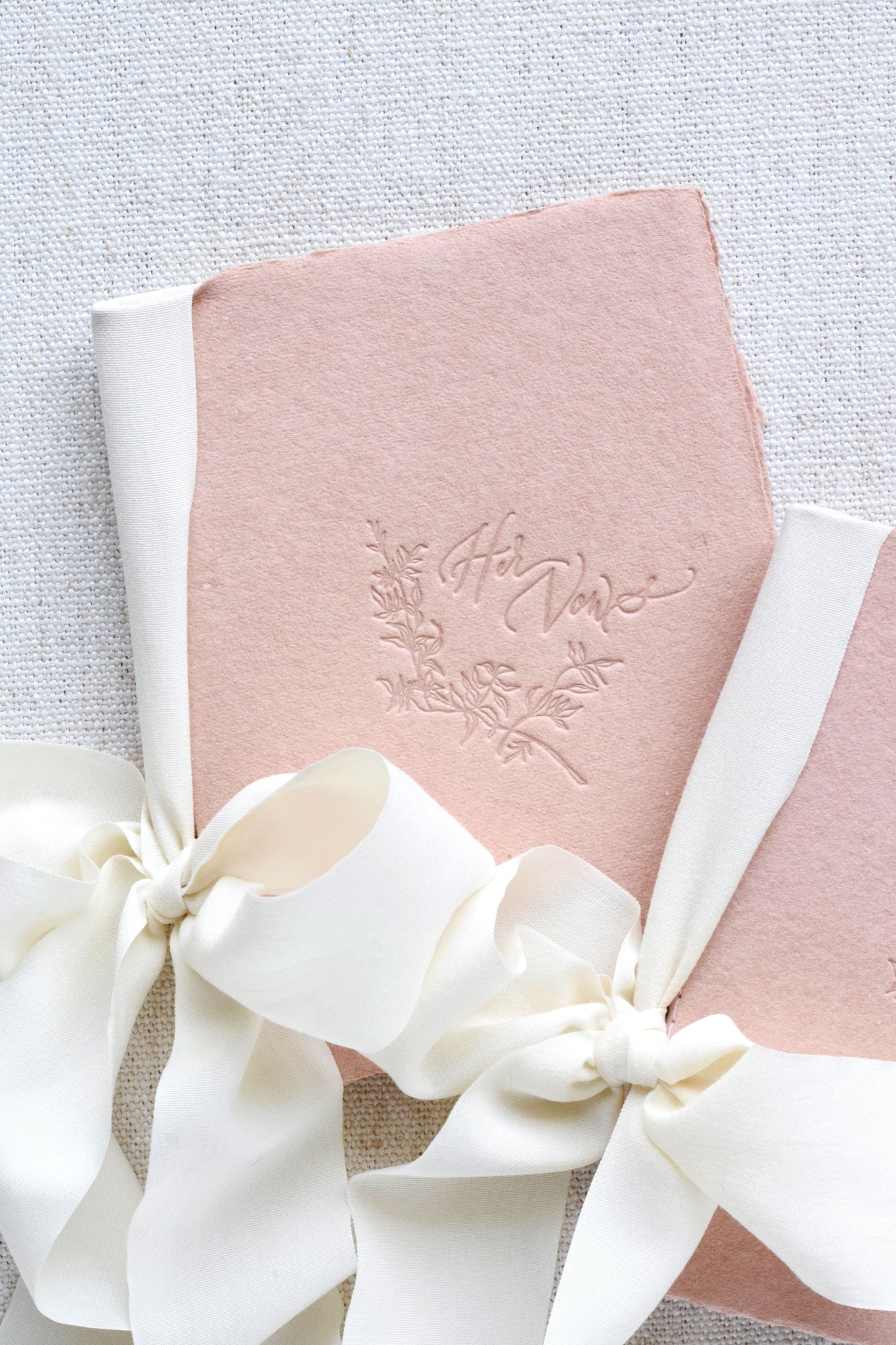 Vintage Blush and Ivory Letterpress Vow Booklets