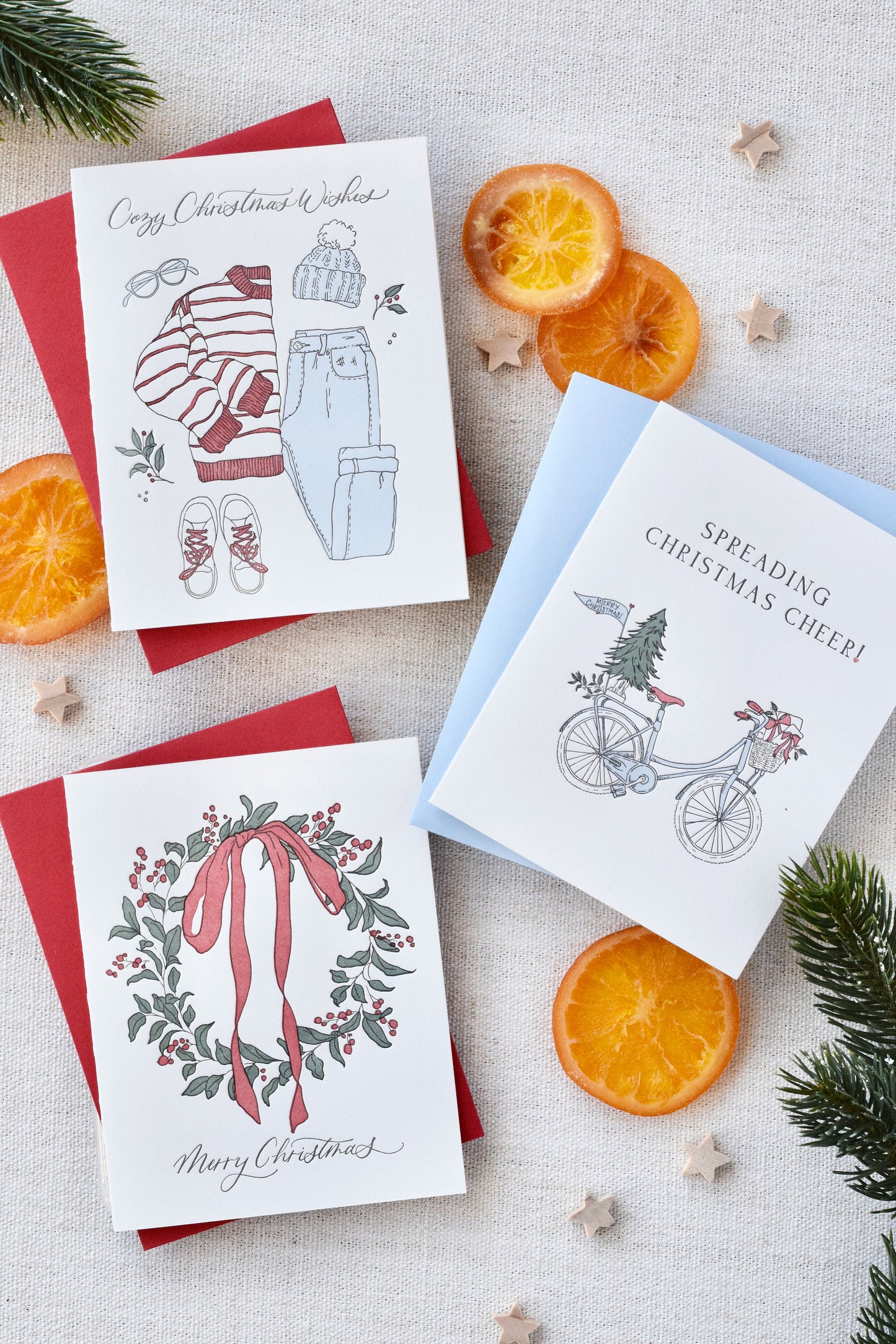 Cozy Christmas Clothes Letterpress Card