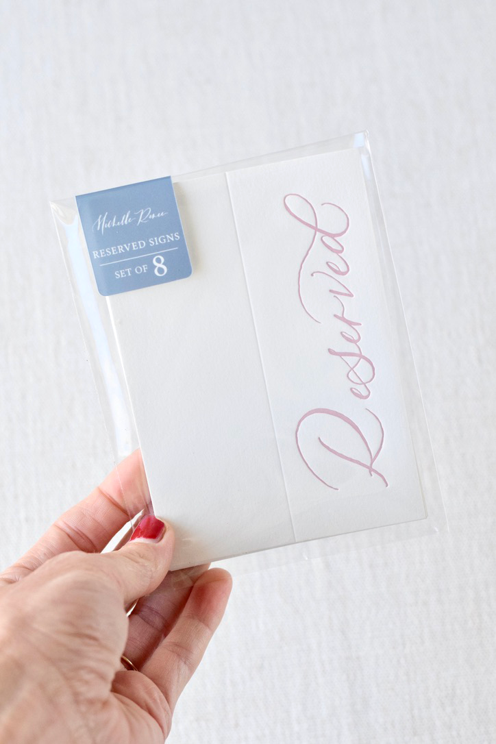 Vintage Blush Reserved Sign | Set of 8