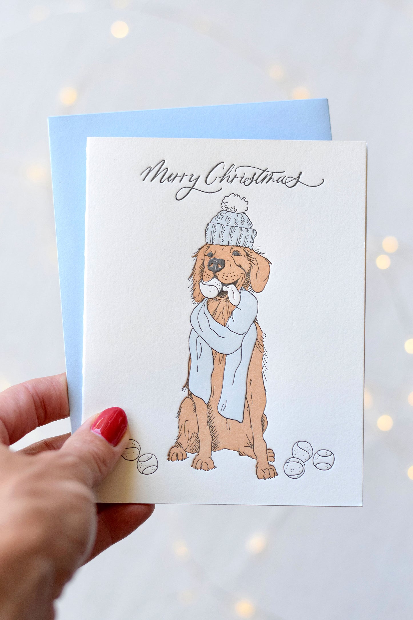 Golden Retriever Letterpress Christmas Card
