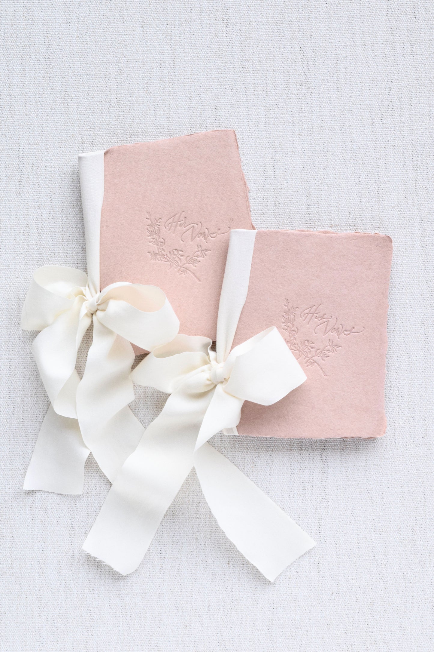 Vintage Blush and Ivory Letterpress Vow Booklets
