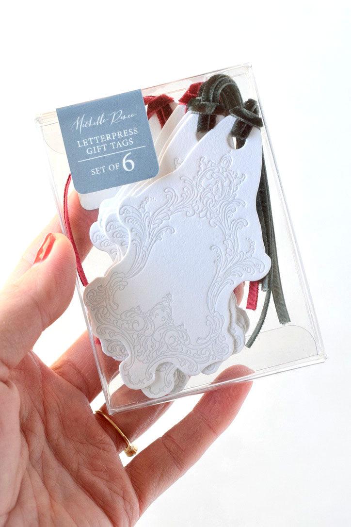 Letterpress Gift Tags | Baroque Vintage Crest