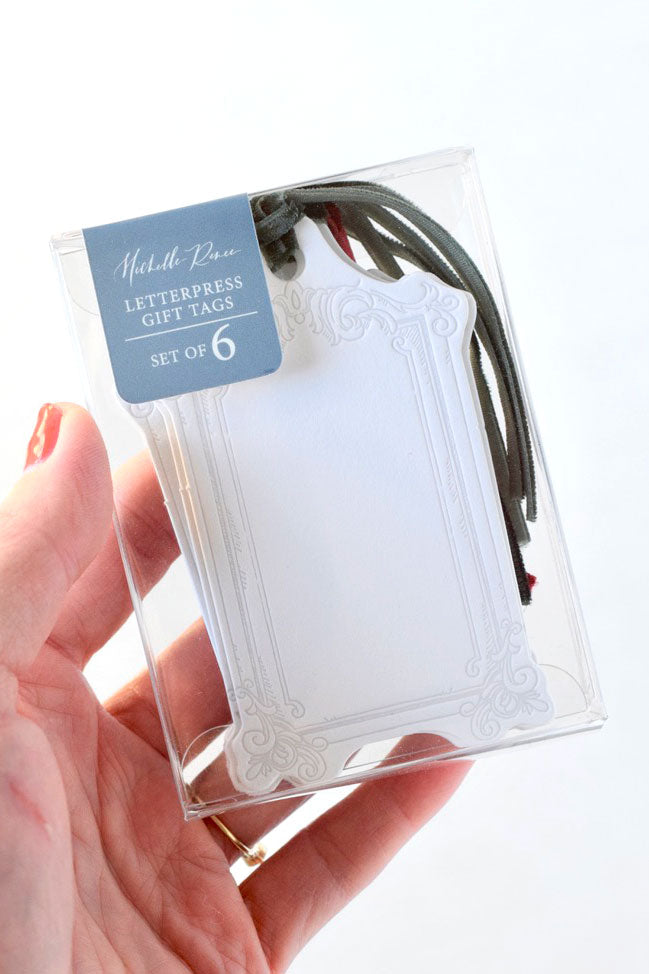 Rectangle Letterpress Gift Tags | Baroque Vintage Crest