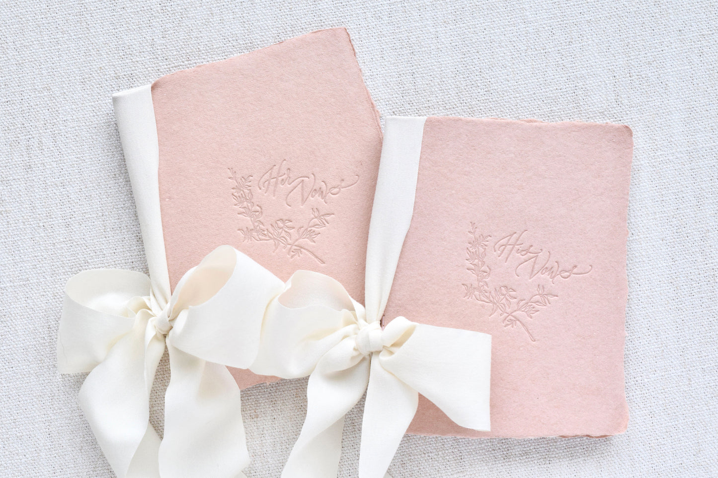 Vintage Blush and Ivory Letterpress Vow Booklets