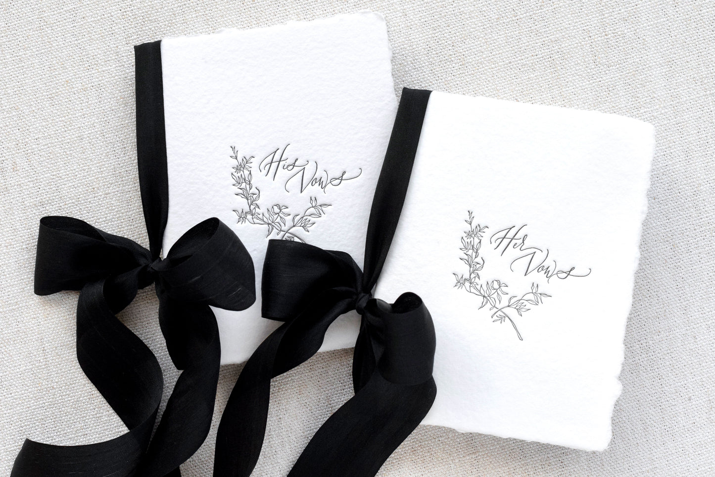 Classic Black and Ivory Letterpress Vow Booklets