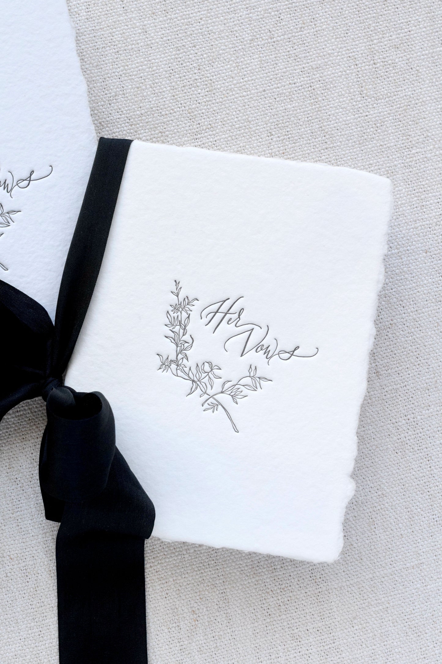 Classic Black and Ivory Letterpress Vow Booklets