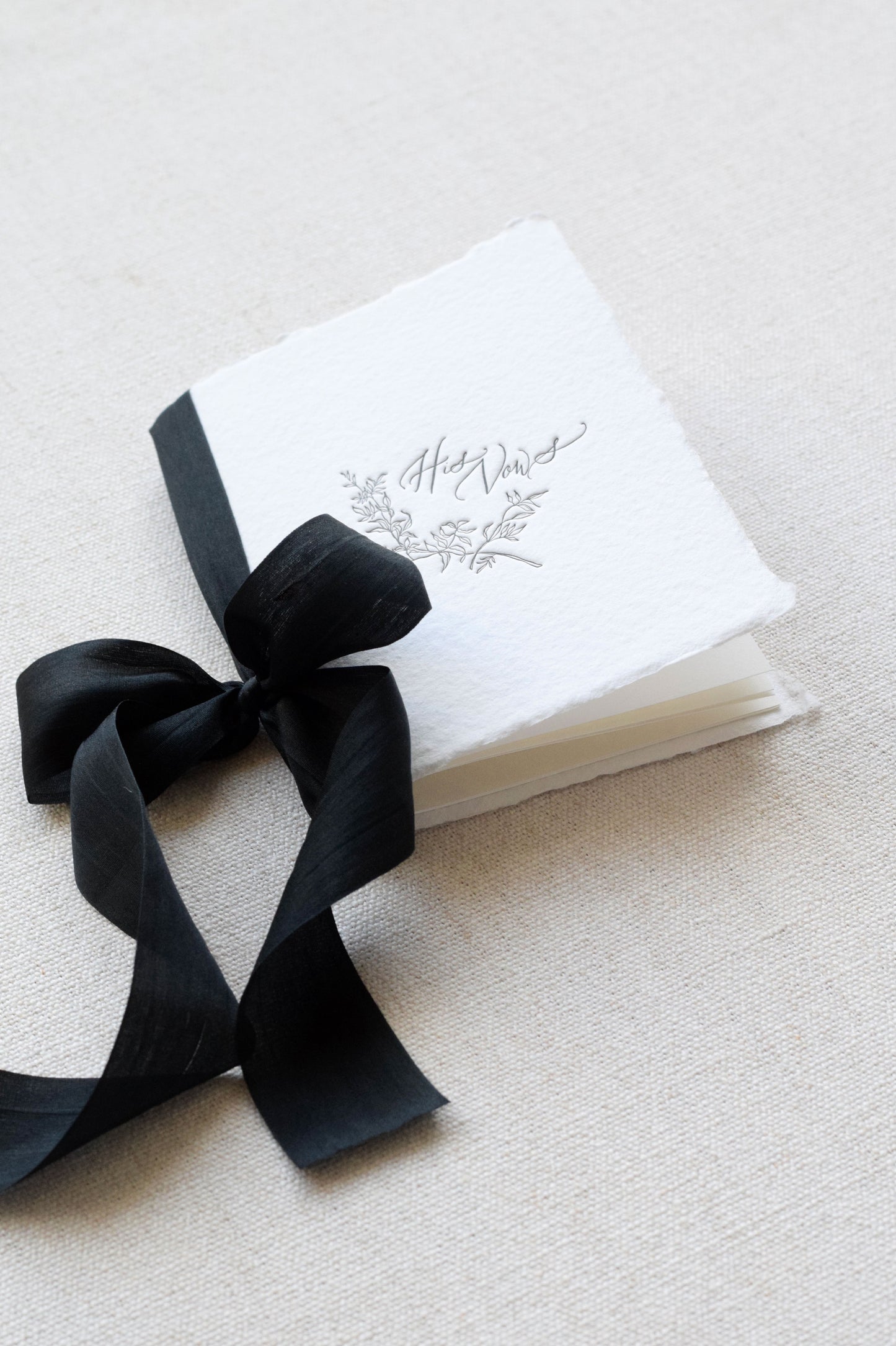 Classic Black and Ivory Letterpress Vow Booklets