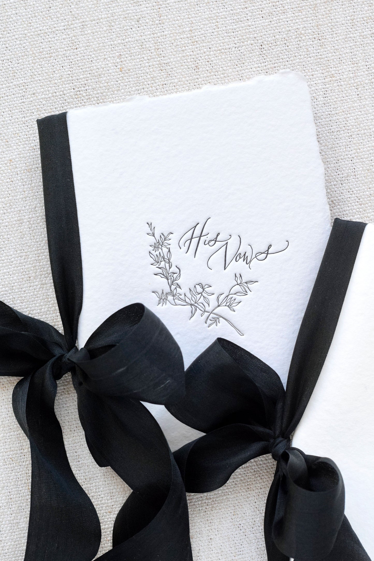 Classic Black and Ivory Letterpress Vow Booklets