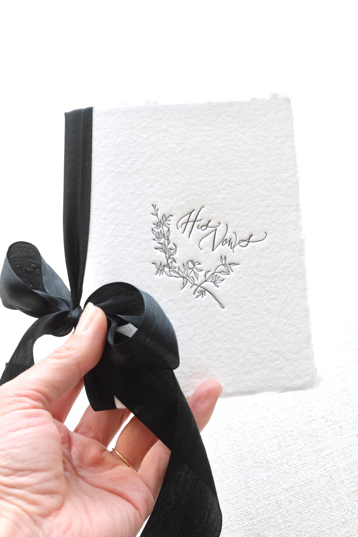 Classic Black and Ivory Letterpress Vow Booklets