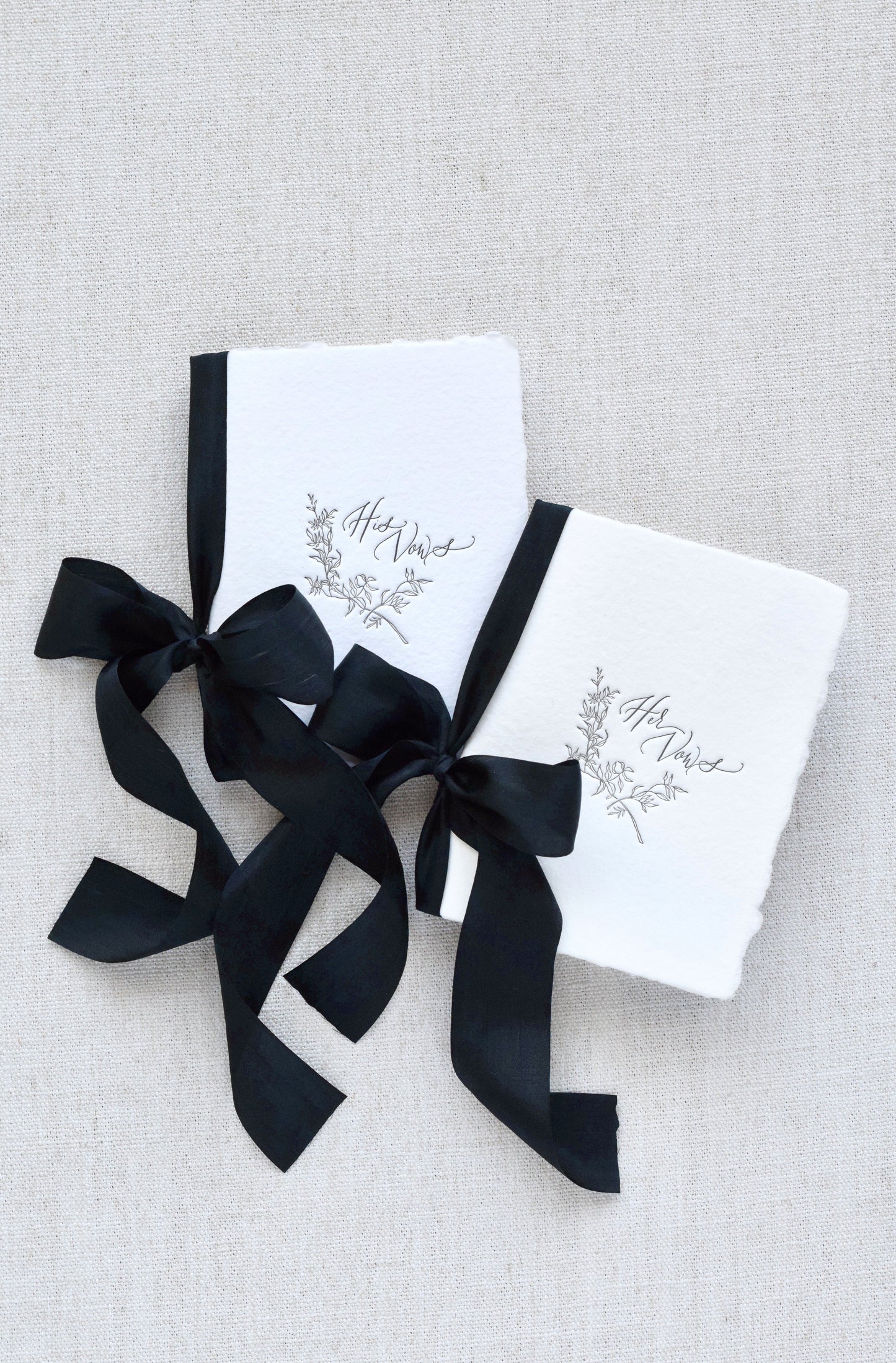 Classic Black and Ivory Letterpress Vow Booklets