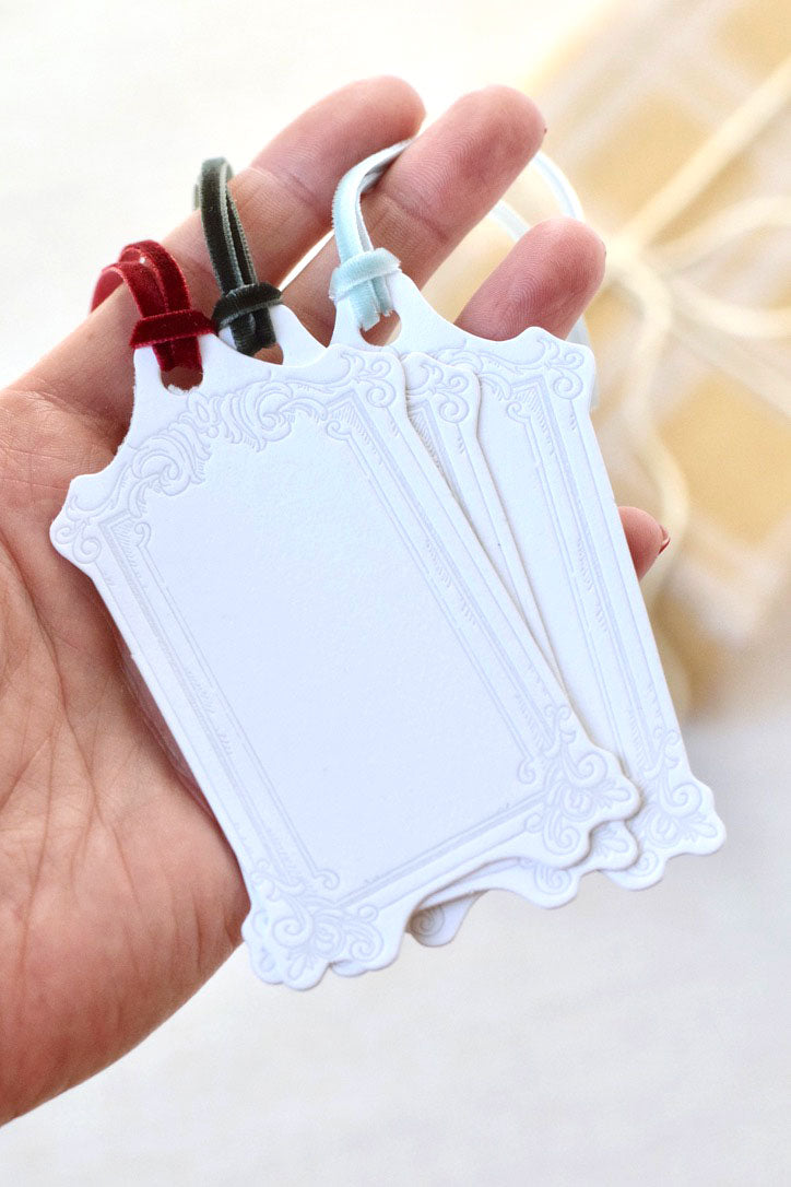 Rectangle Letterpress Gift Tags | Baroque Vintage Crest