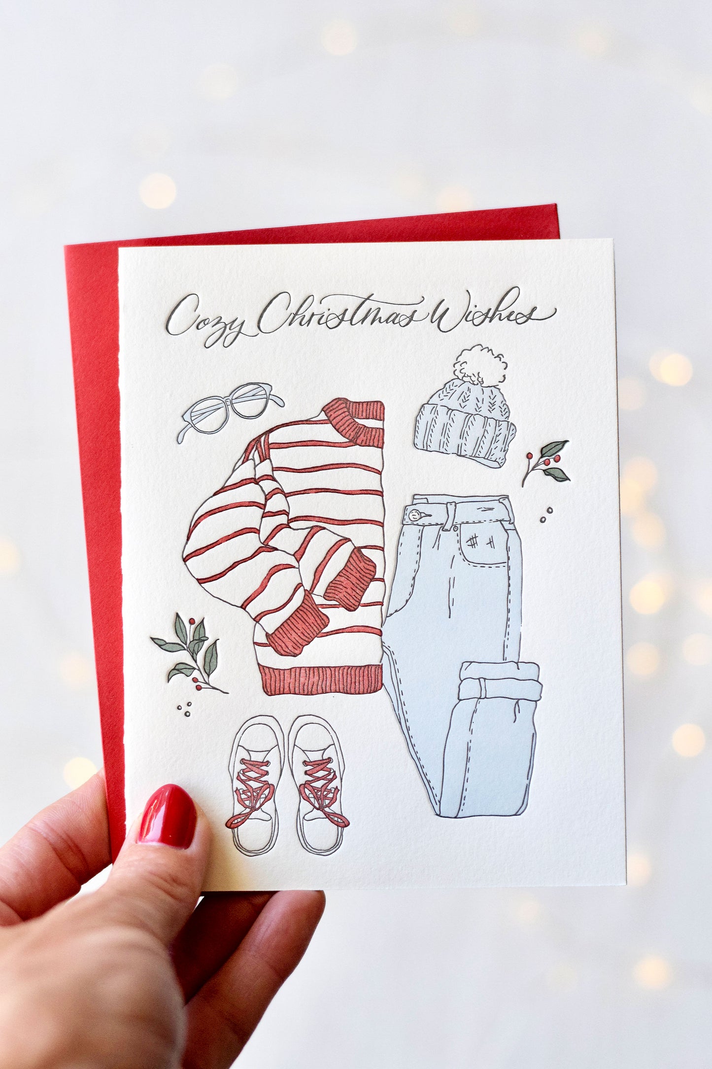 Cozy Christmas Clothes Letterpress Card