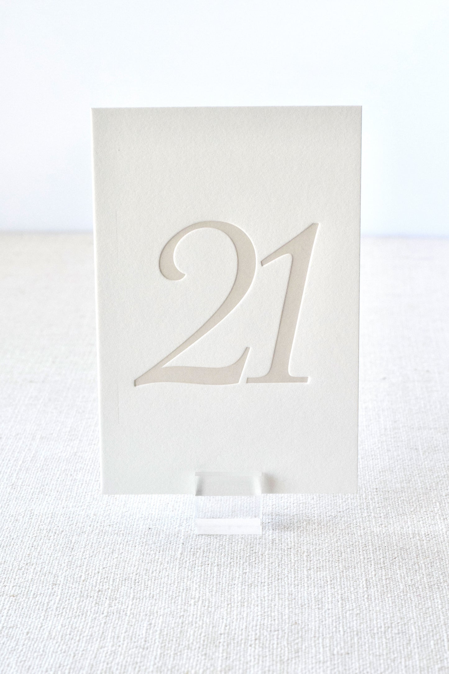 Boho Beige Letterpress Table Numbers