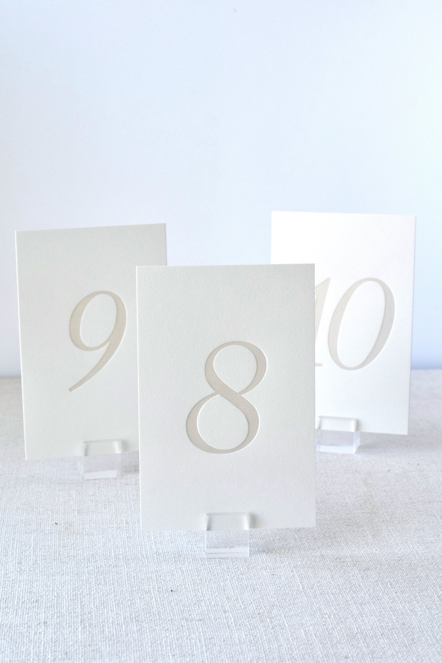Boho Beige Letterpress Table Numbers
