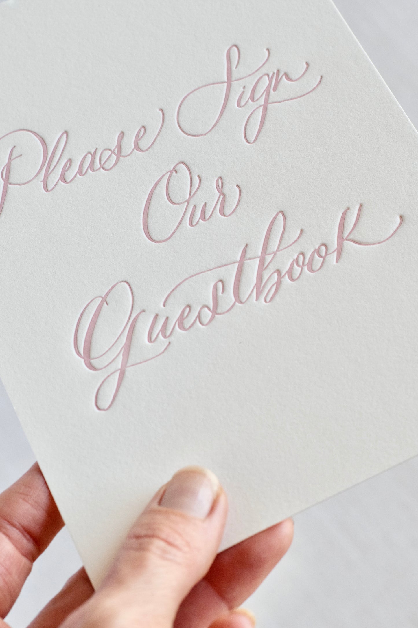 Vintage Blush Letterpress 'Guestbook' Sign