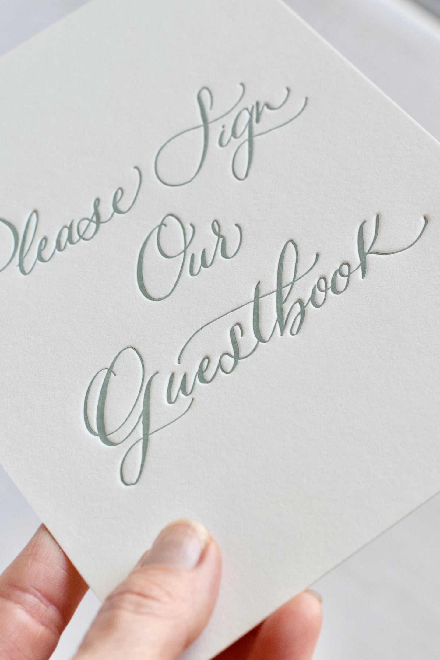 Sage Green Letterpress 'Guestbook' Sign