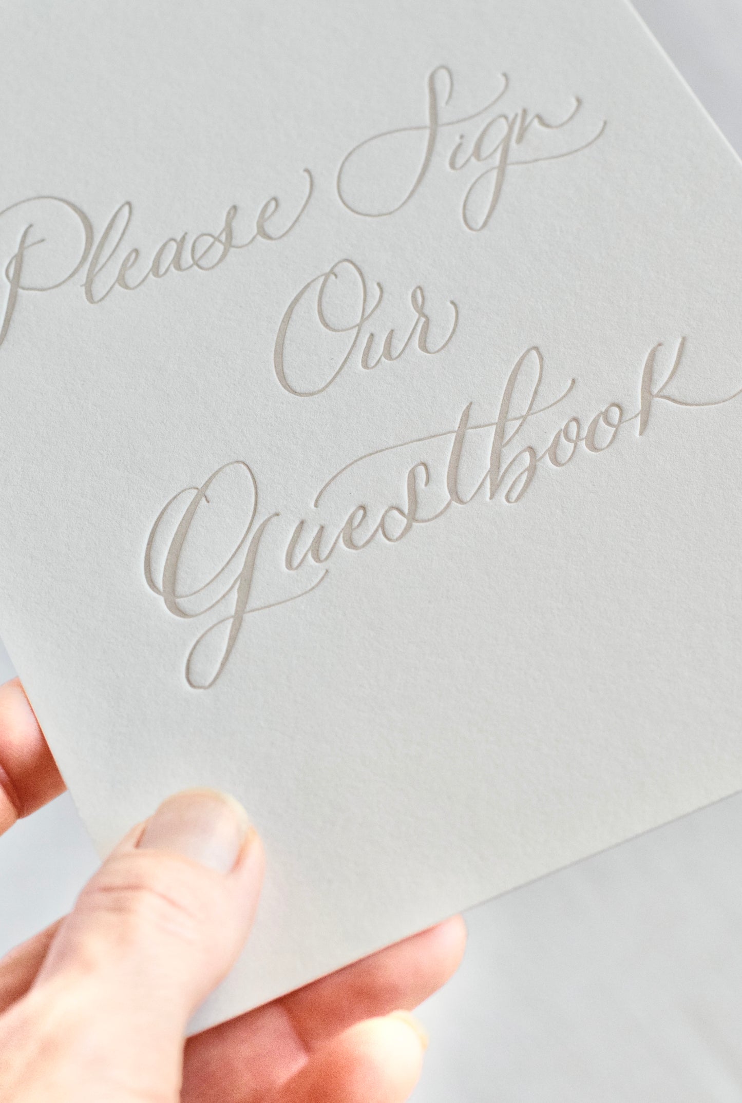 Boho Beige Letterpress 'Guestbook' Sign