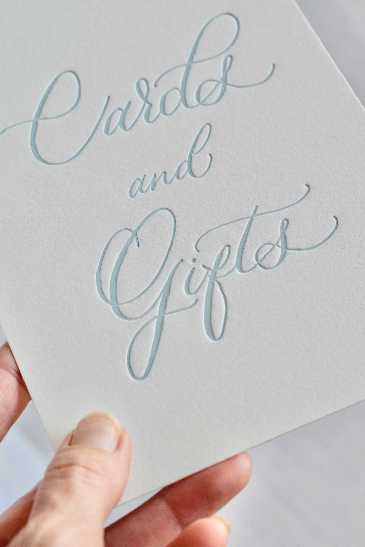 Antique Blue Letterpress 'Cards and Gifts' Sign