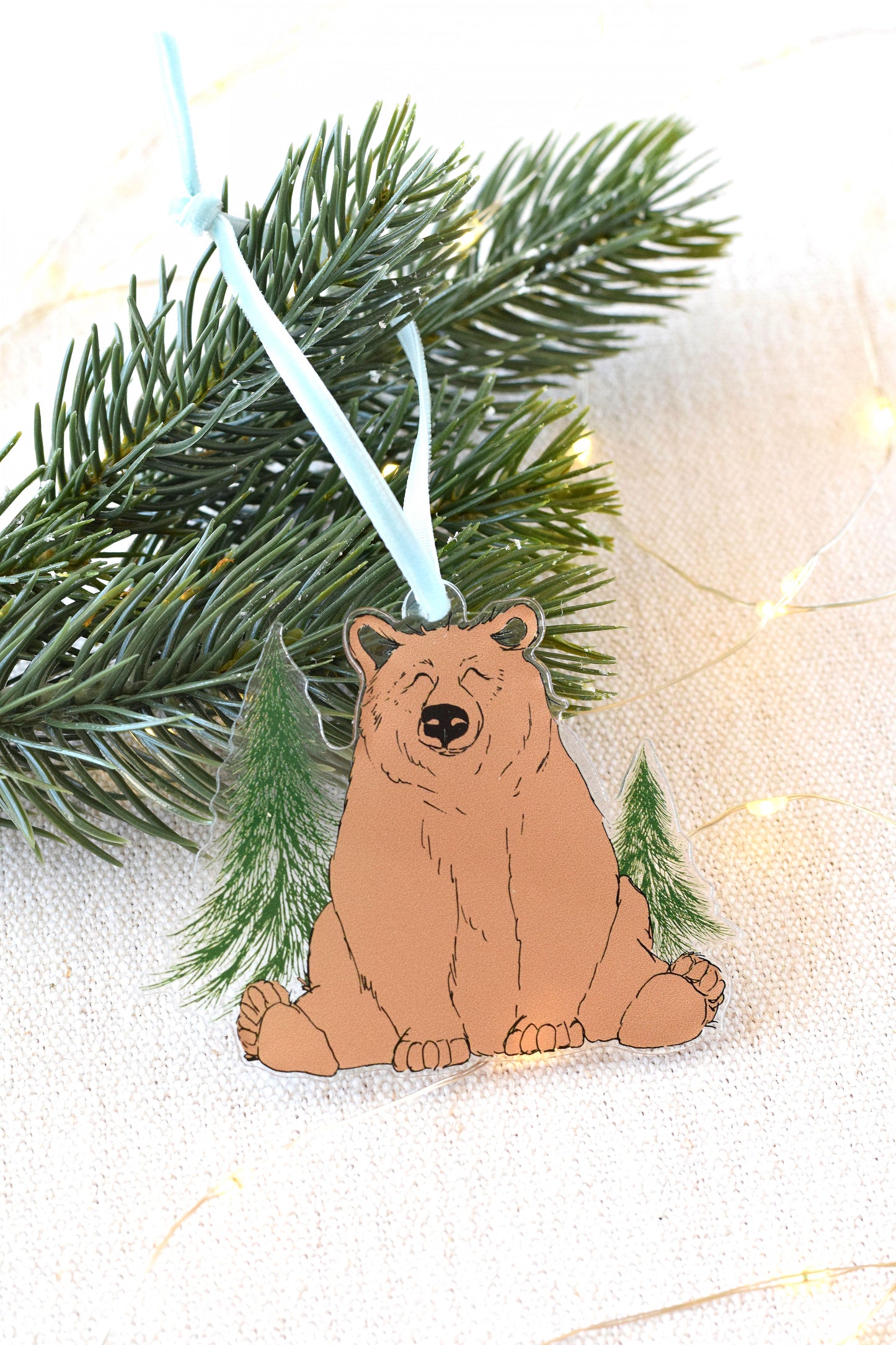 Acrylic Woodland Bear Ornament