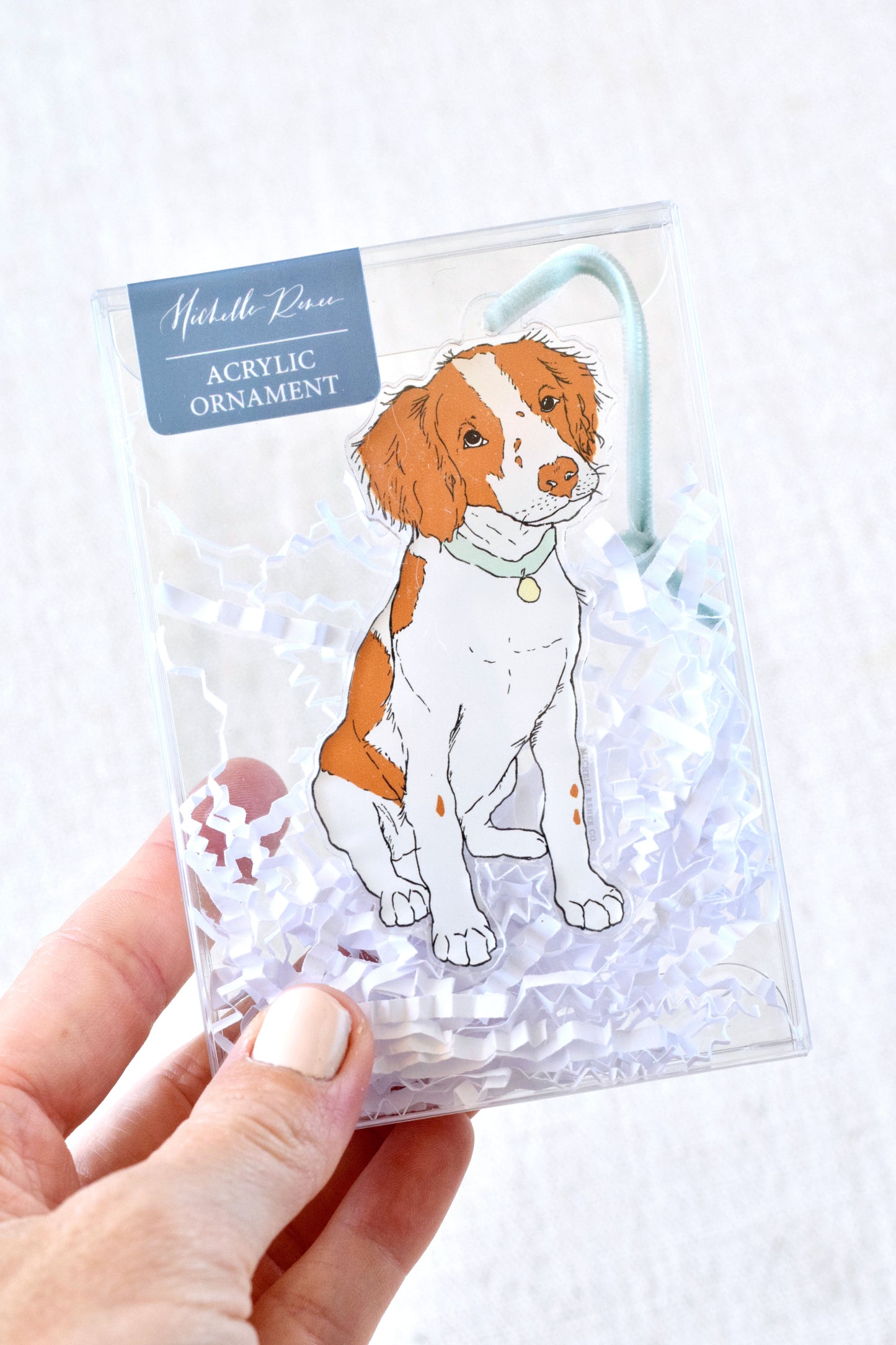 Acrylic Brittany Spaniel Ornament