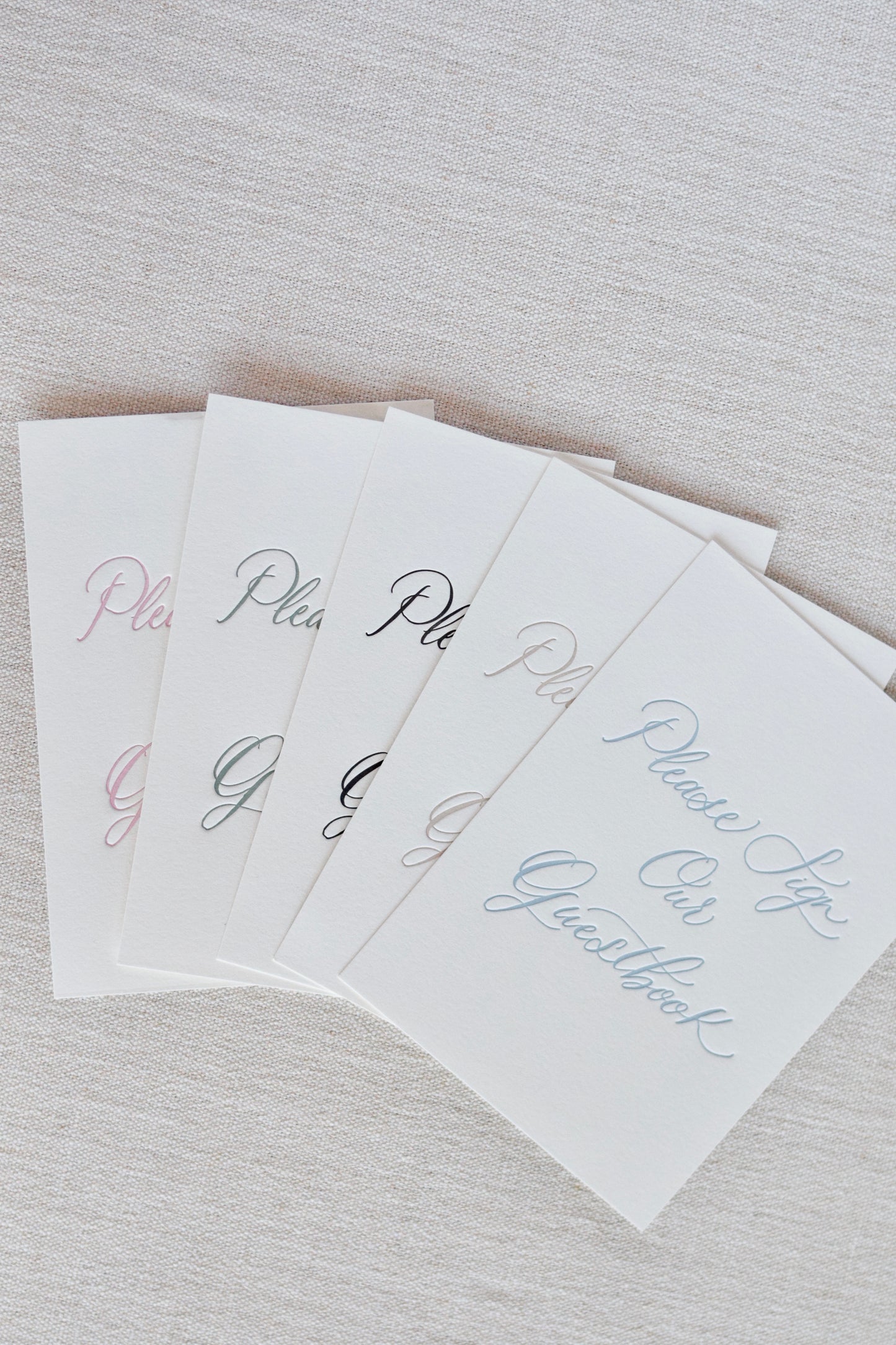 Antique Blue Letterpress 'Guestbook' Sign