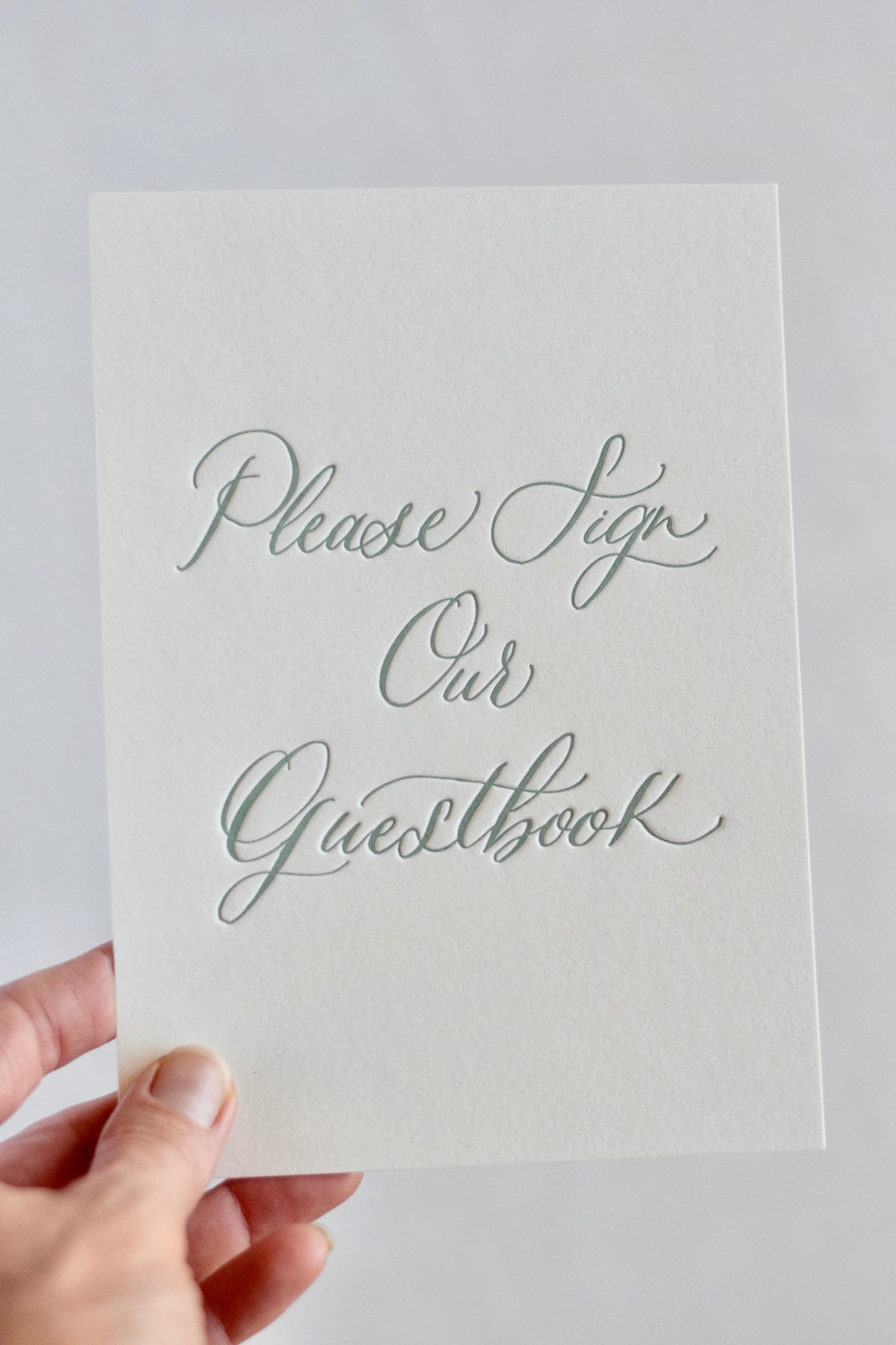Sage Green Letterpress 'Guestbook' Sign
