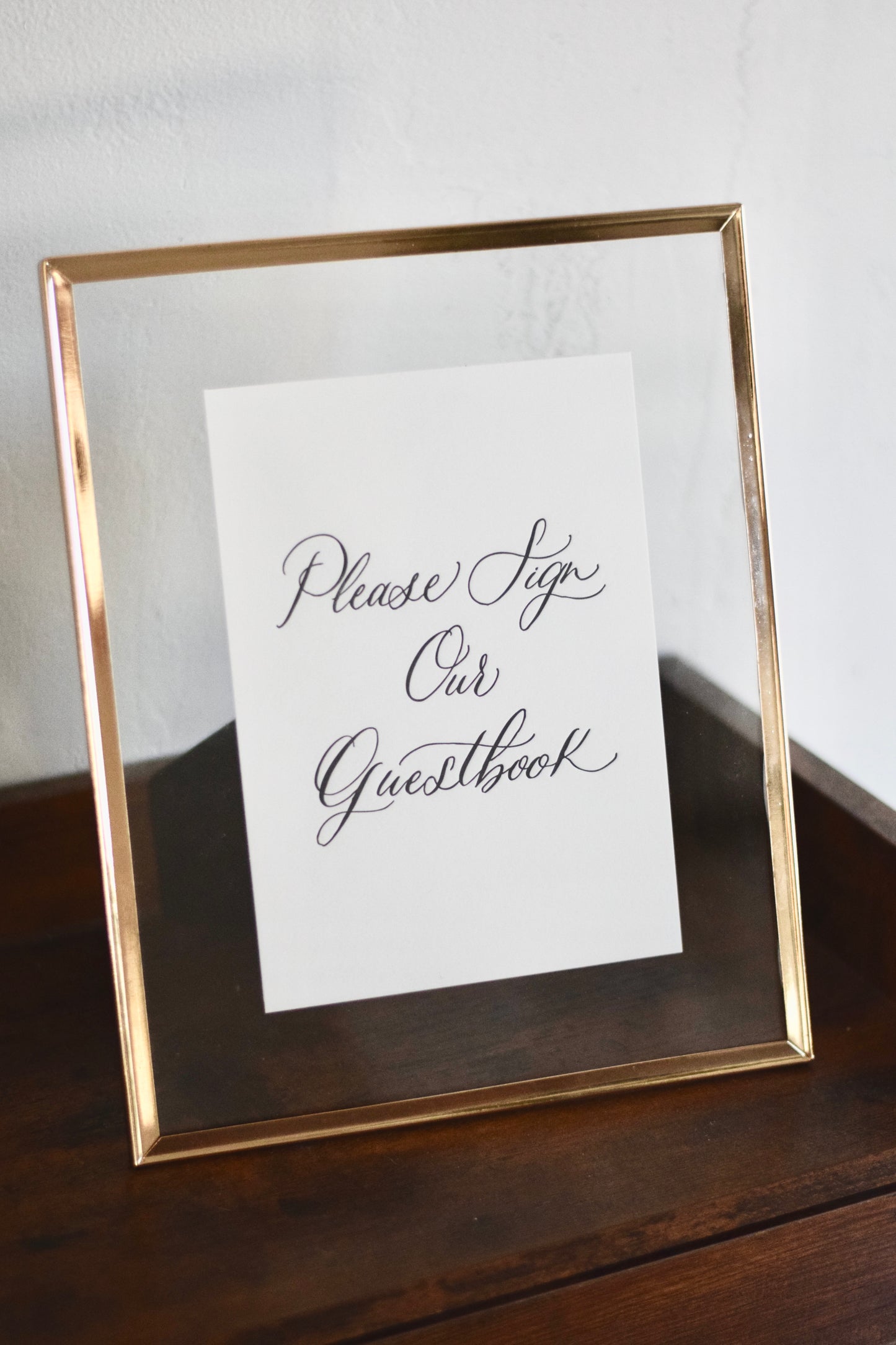 Antique Blue Letterpress 'Guestbook' Sign