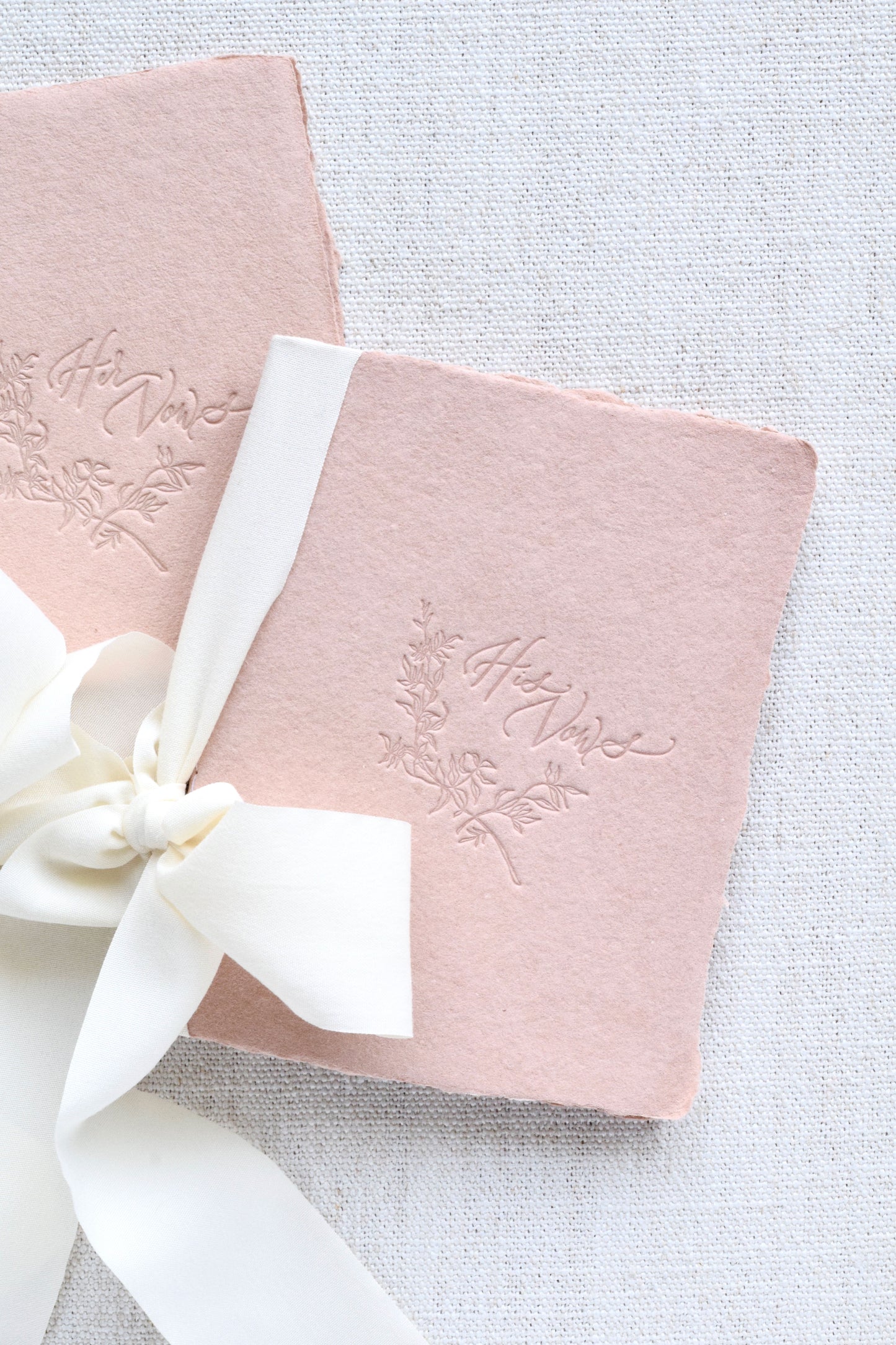 Vintage Blush and Ivory Letterpress Vow Booklets