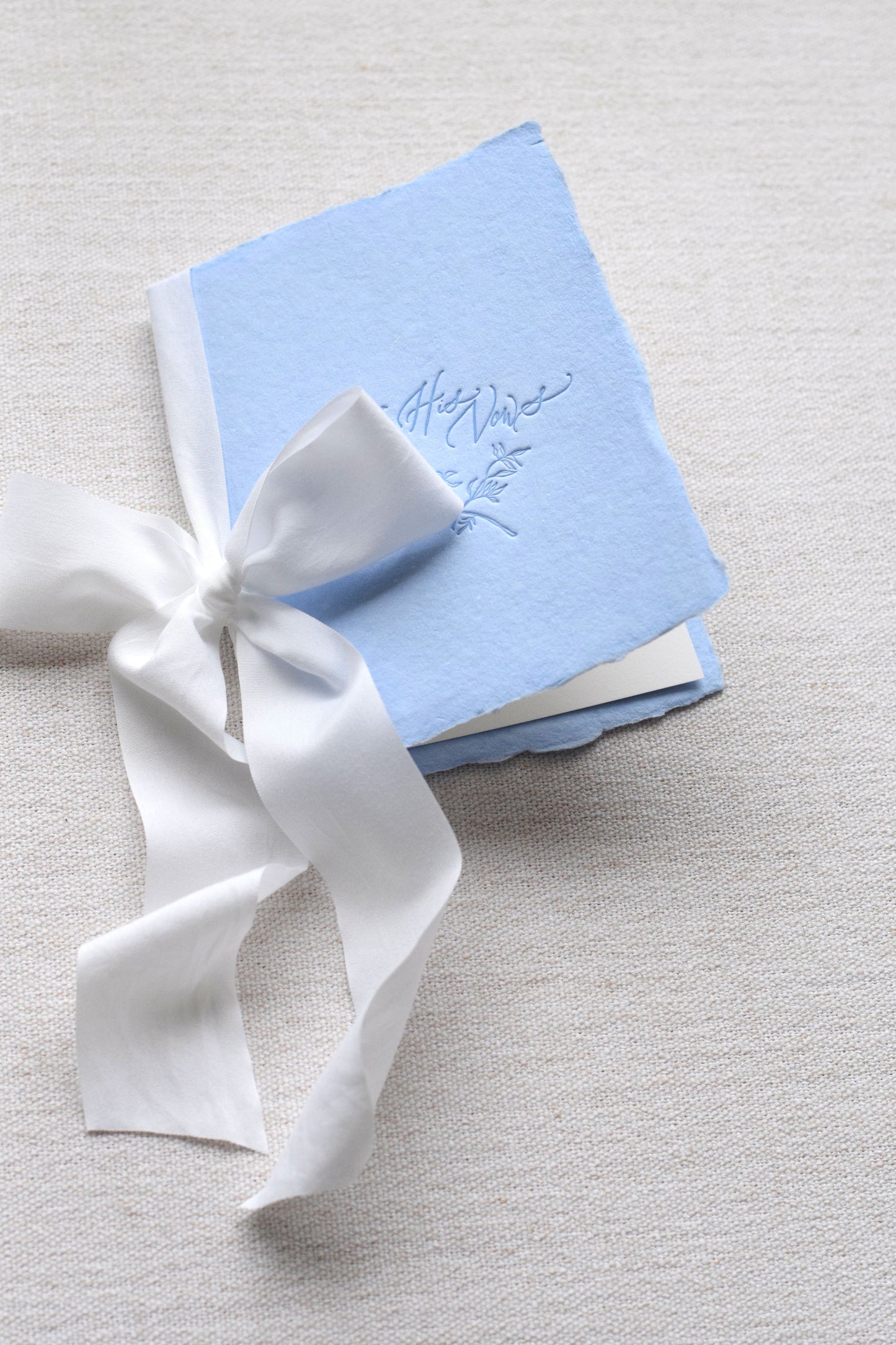Sky Blue and White Letterpress Vow Booklets