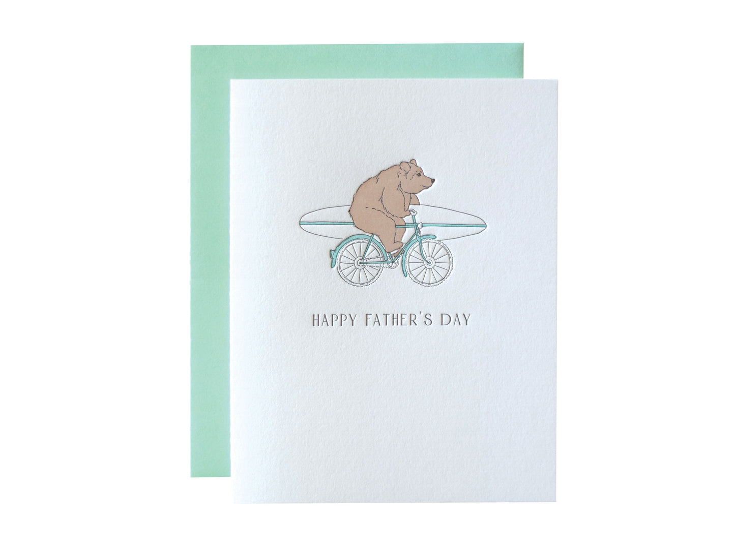 Surfing Papa Bear Letterpress Card