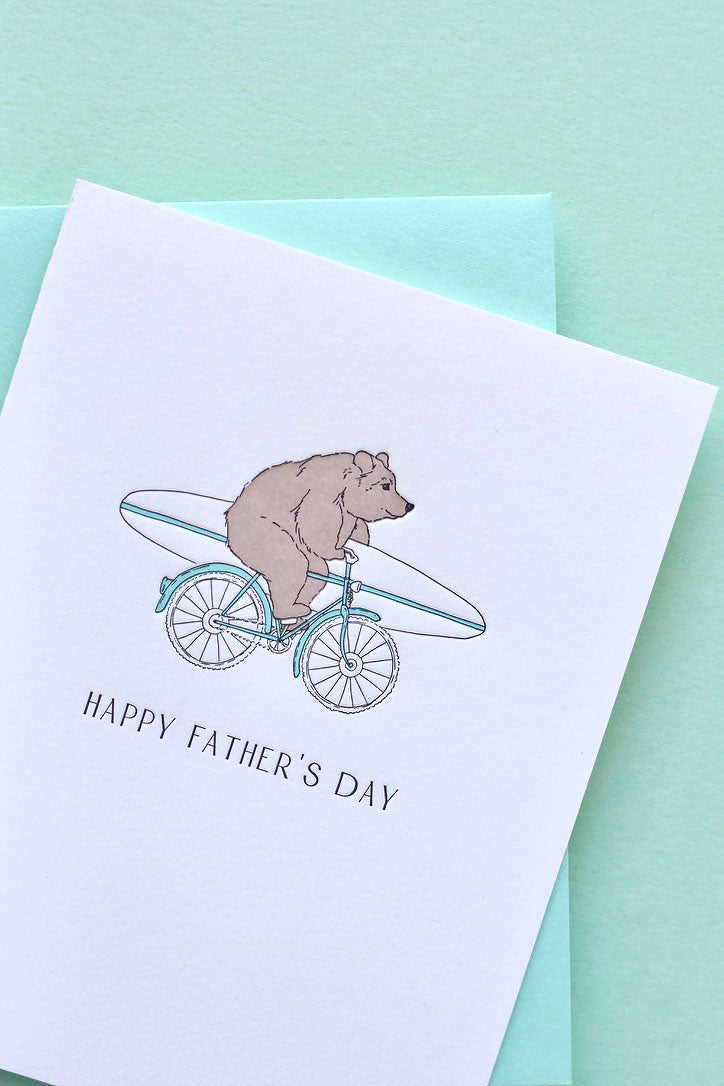 Surfing Papa Bear Letterpress Card