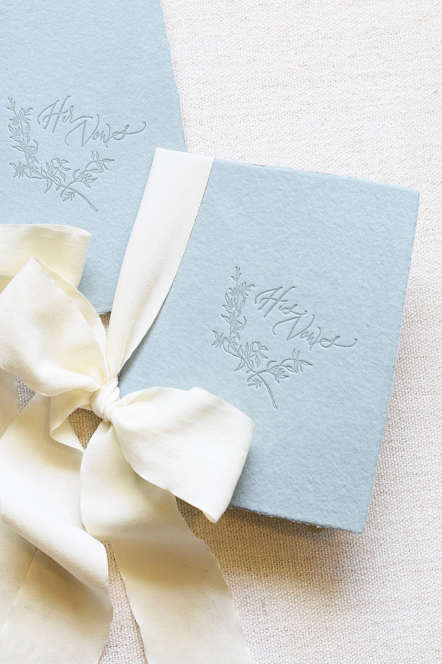 Antique Blue and Ivory Letterpress Vow Booklets