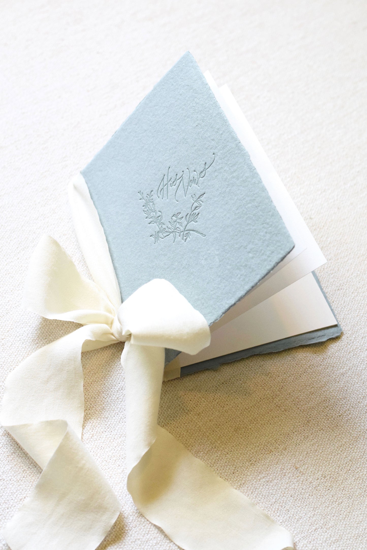 Antique Blue and Ivory Letterpress Vow Booklets