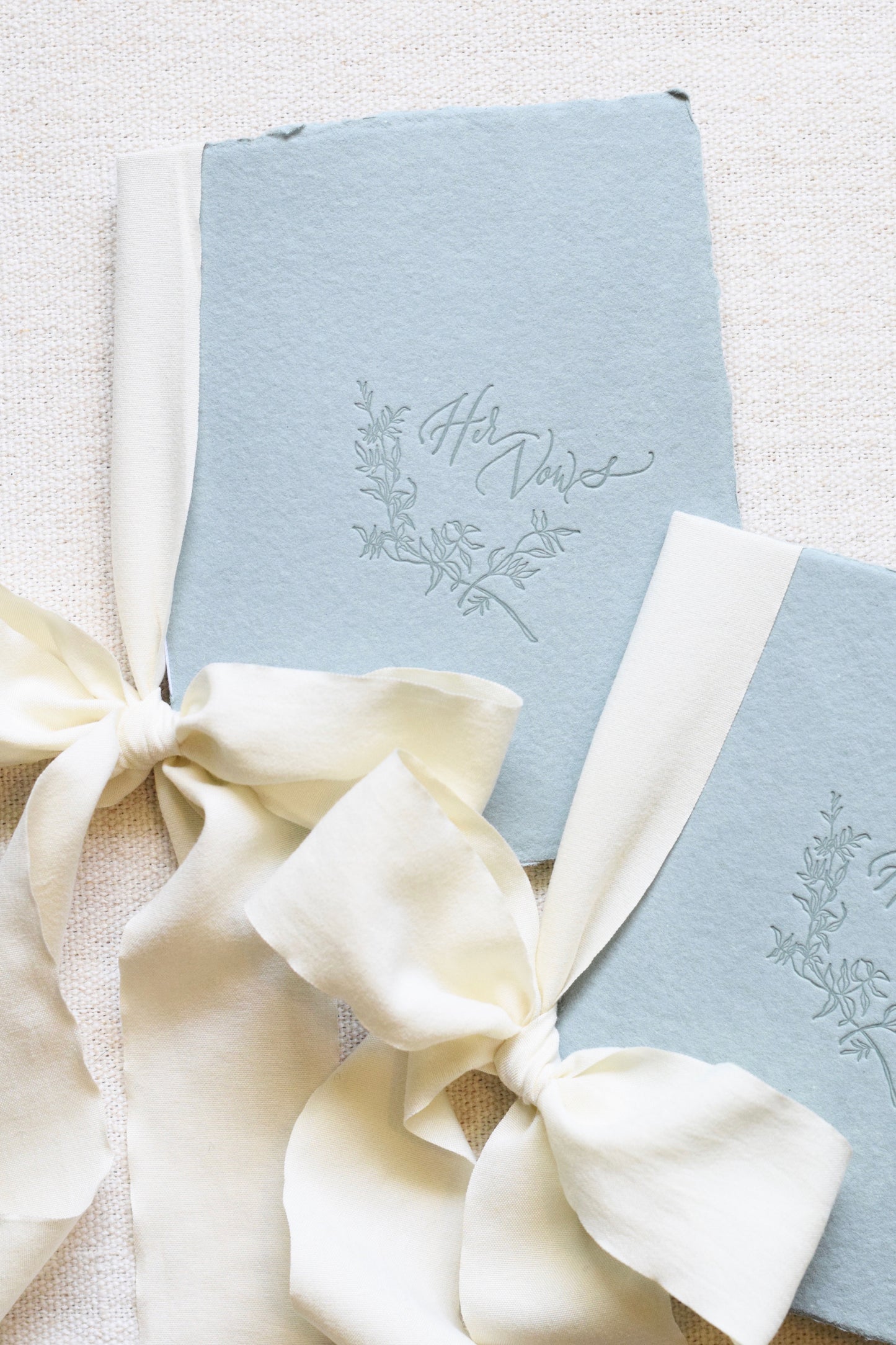 Antique Blue and Ivory Letterpress Vow Booklets