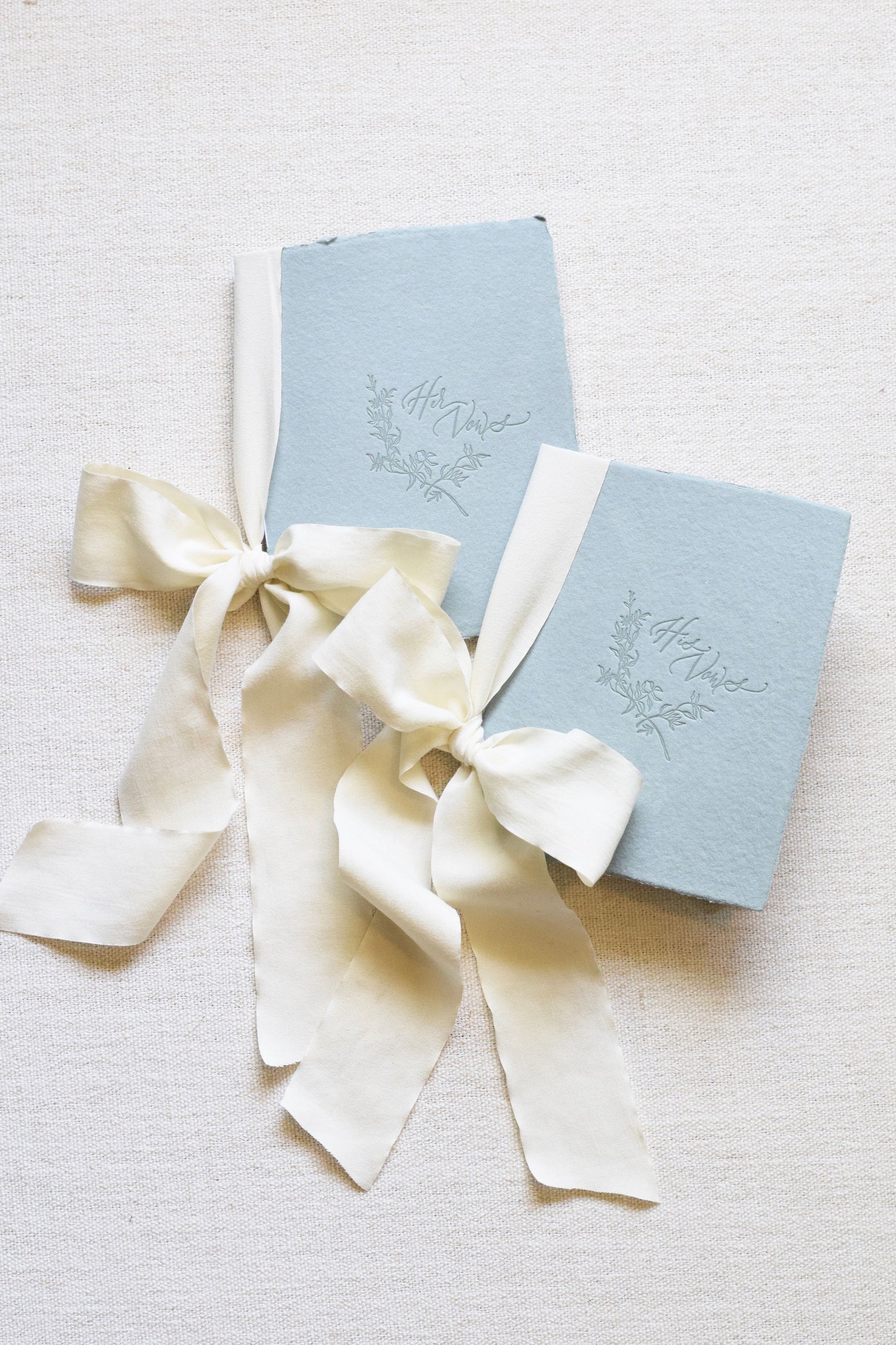 Antique Blue and Ivory Letterpress Vow Booklets
