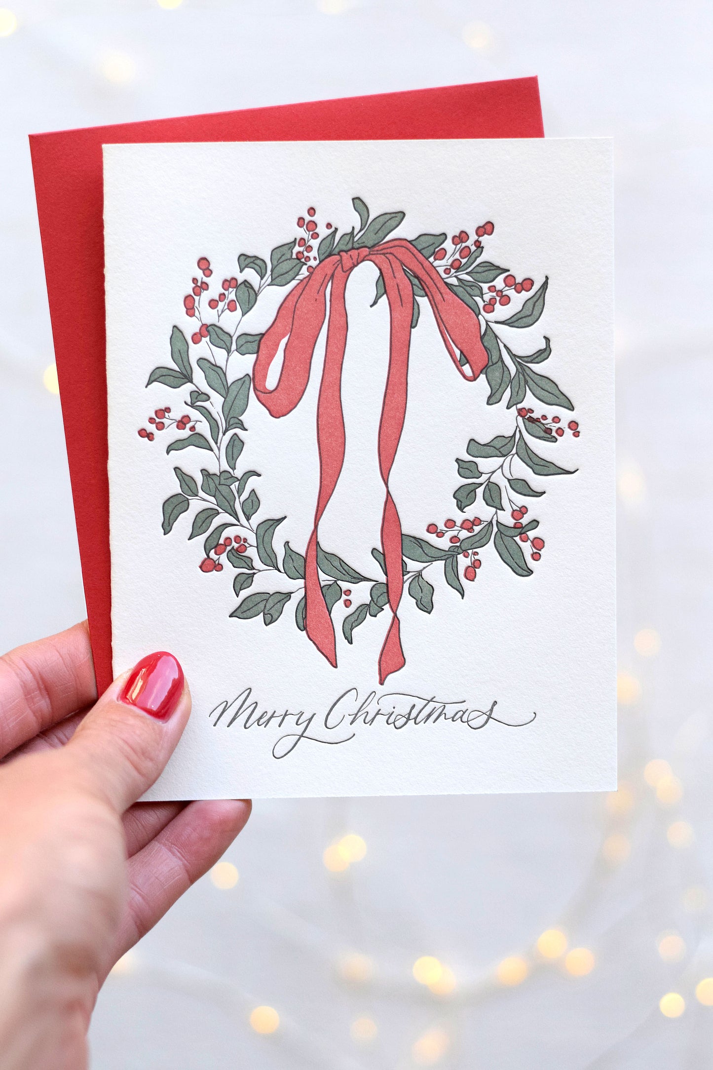 Luxury Christmas Wreath Letterpress Card
