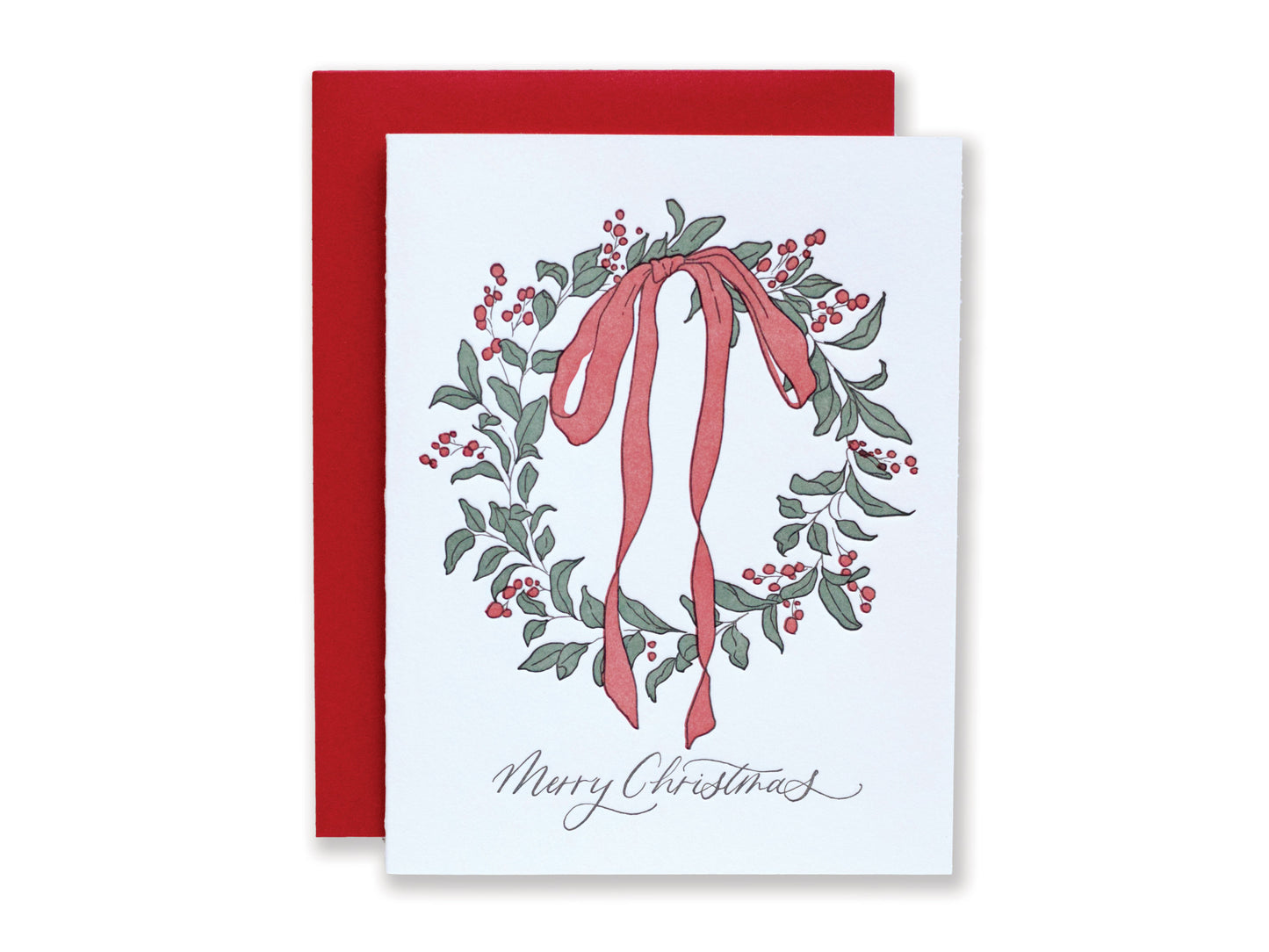Luxury Christmas Wreath Letterpress Card