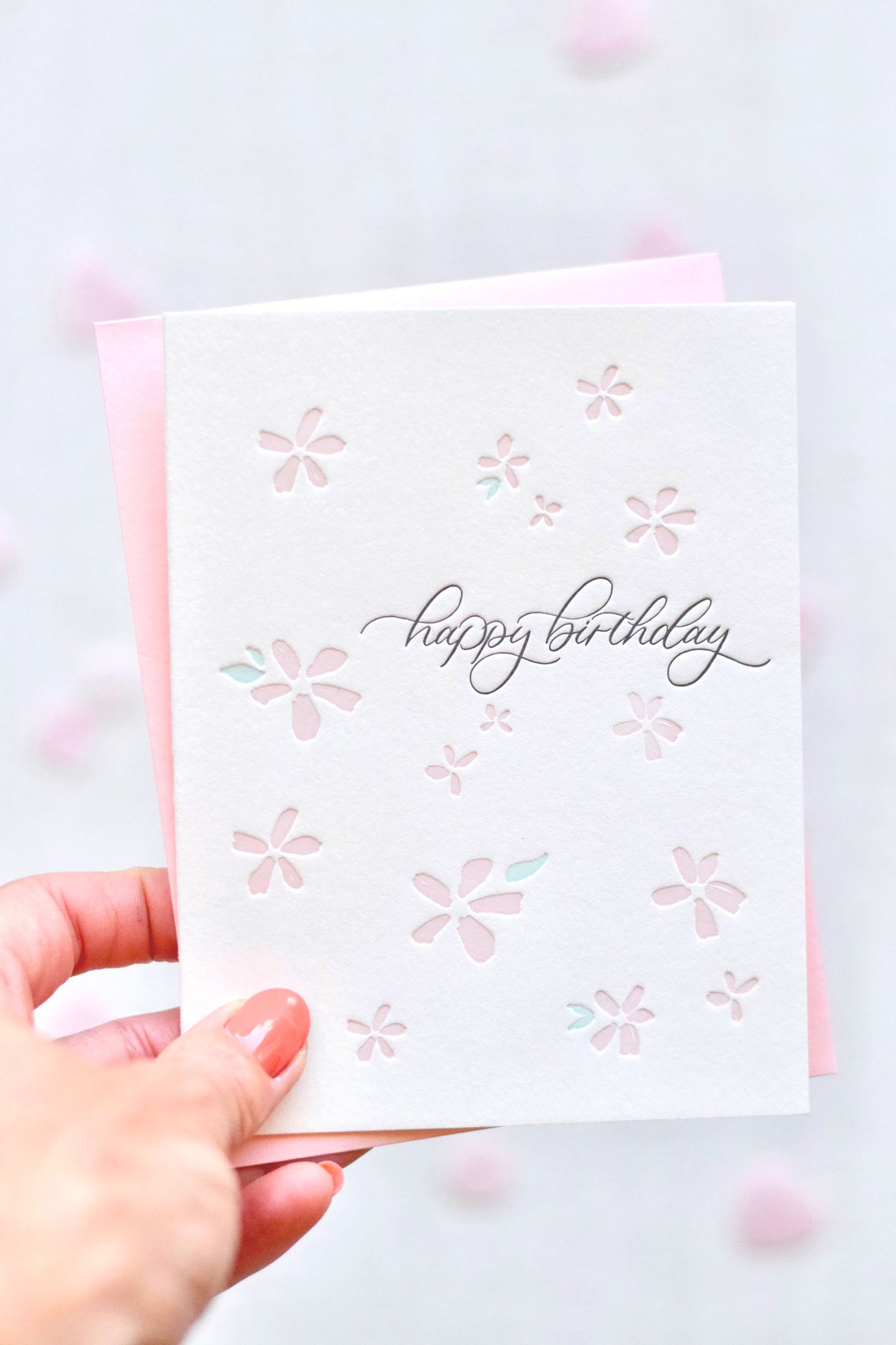 Letterpress Floral Birthday Card