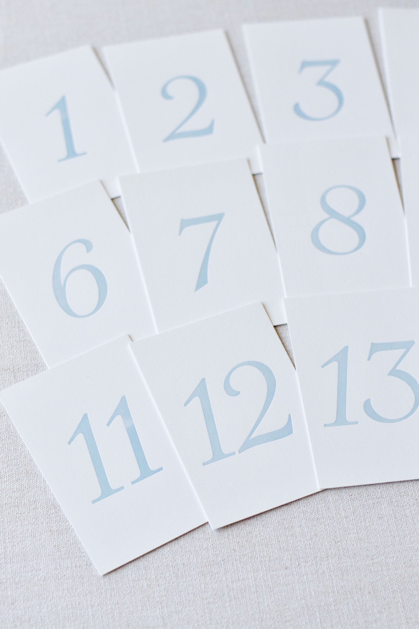 Antique Blue Letterpress Table Numbers