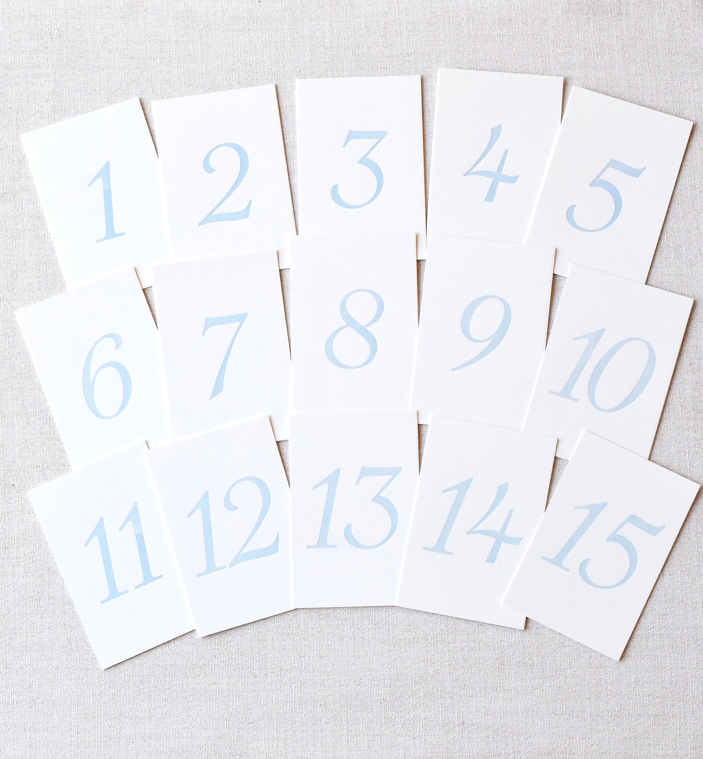 Antique Blue Letterpress Table Numbers