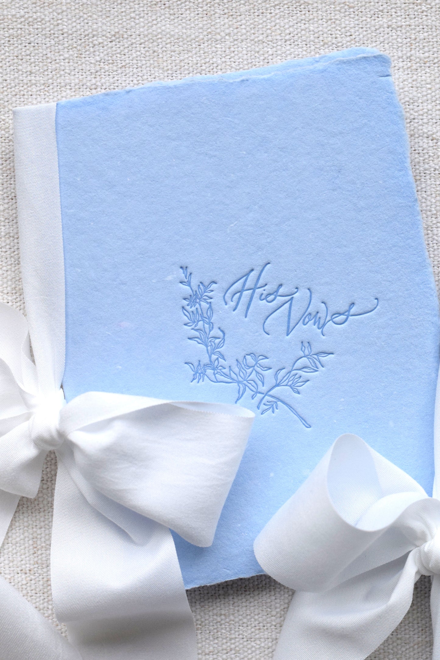 Sky Blue and White Letterpress Vow Booklets