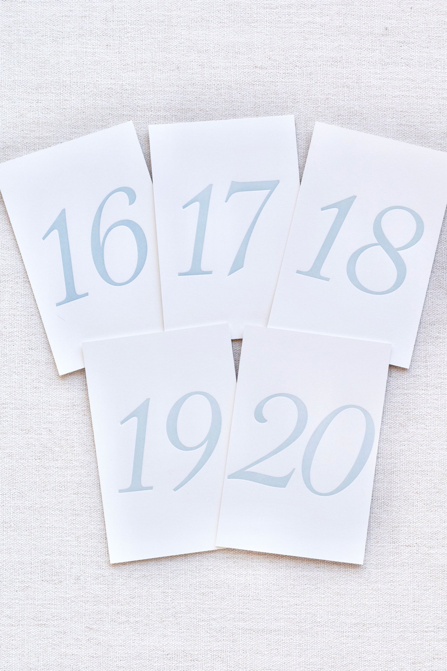 Antique Blue Letterpress Table Numbers