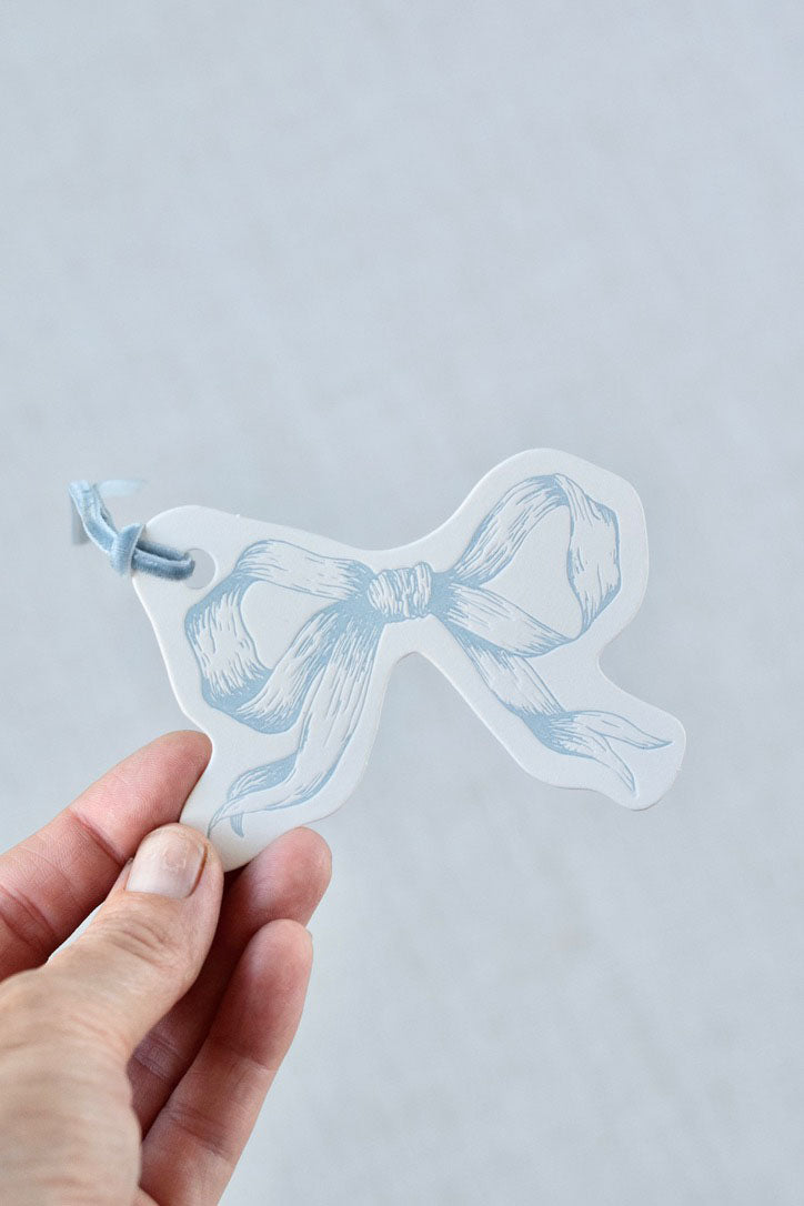 Antique Blue Bow Letterpress Gift Tags | Set of 6