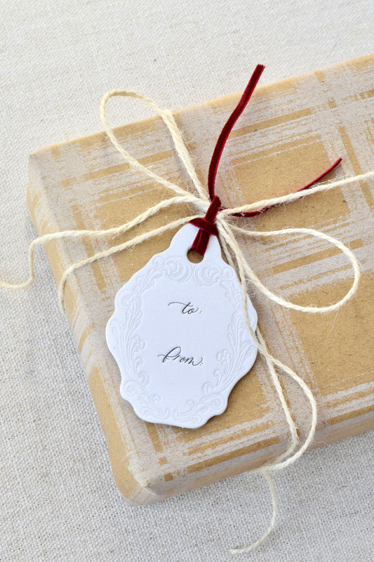Oval Letterpress Gift Tags | Baroque Vintage Crest