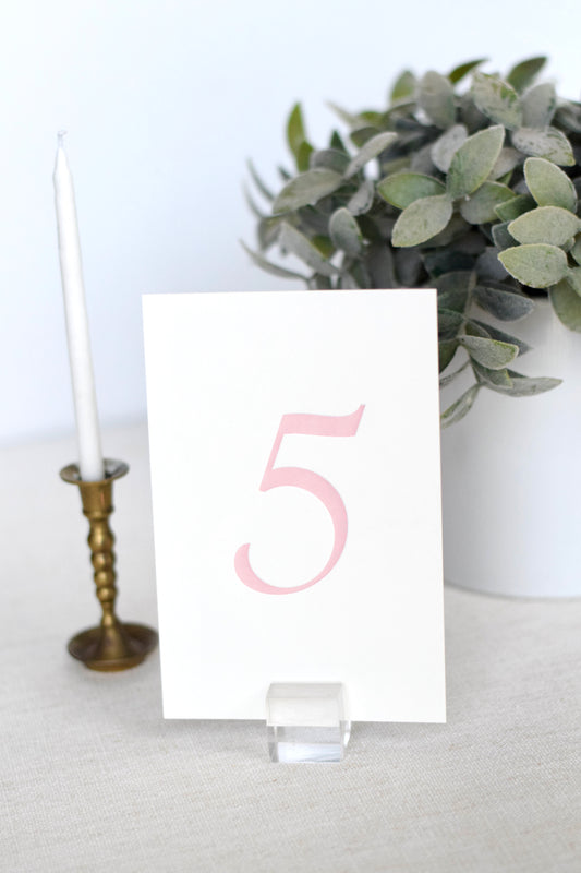 Vintage Blush Letterpress Table Numbers