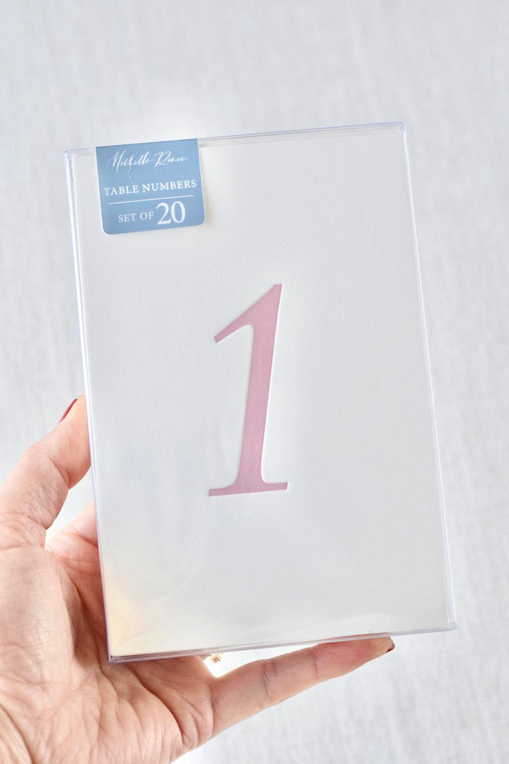 Vintage Blush Letterpress Table Numbers