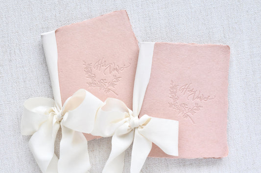 Vintage Blush and Ivory Letterpress Vow Booklets