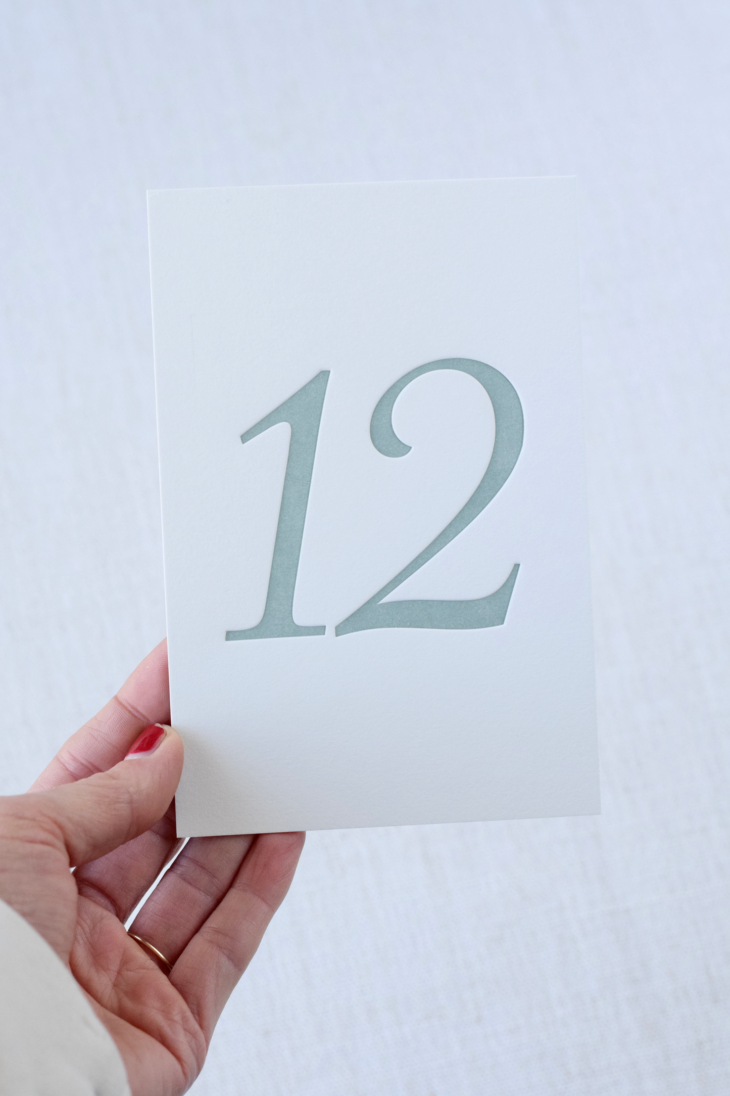 Sage Green Letterpress Table Numbers | Set of 20 or 30 cards