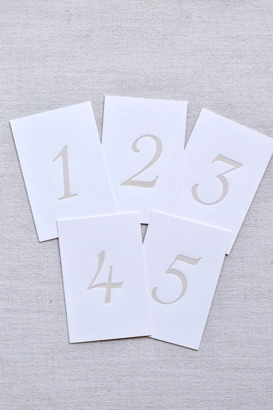 Boho Beige Letterpress Table Numbers
