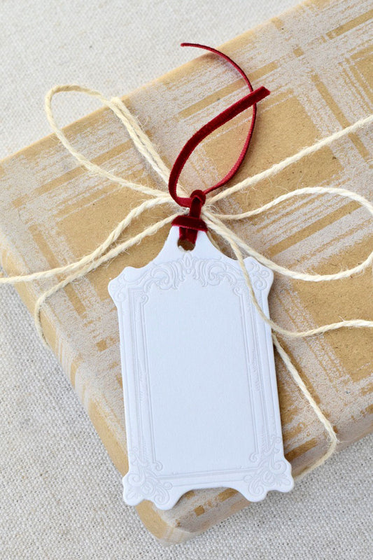Rectangle Letterpress Gift Tags | Baroque Vintage Crest